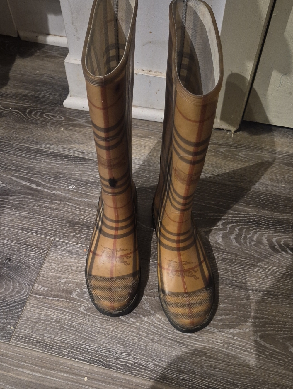 Burberry Tan Vintage Check Rain Boots